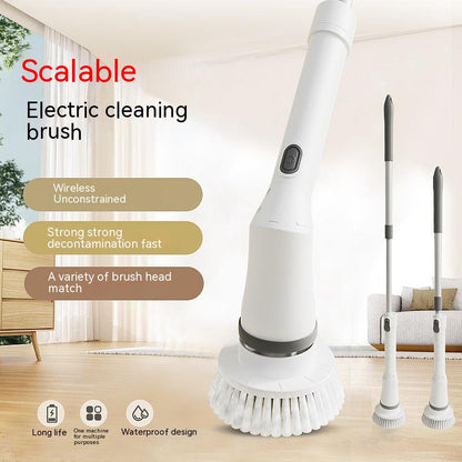 Electric Scrubber with Long Handle and Telescopic Design