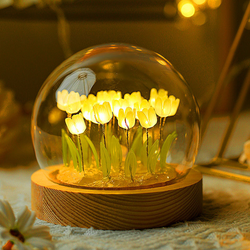 Tulip Night Light Decorative Home Gift with LED Base